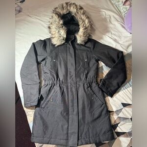 Women's Black Fur-Trimmed Coat